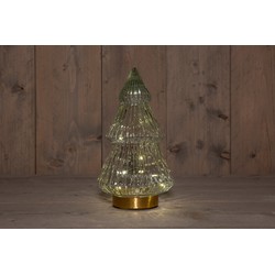 B.O.T. Tree Glass 15X28,5 cm Clear With Golden Base 10Led - Anna's Collection