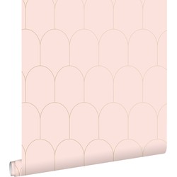 ESTAhome behang art deco motief zacht roze en goud - 0,53 x 10,05 m - 139201