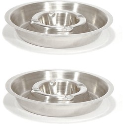 2x Hotel/terras asbakken rond 16 cm RVS - Asbakken