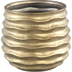 PTMD Lodas Ronde Bloempot - H16,5 x Ø19 cm - Keramiek - Goud