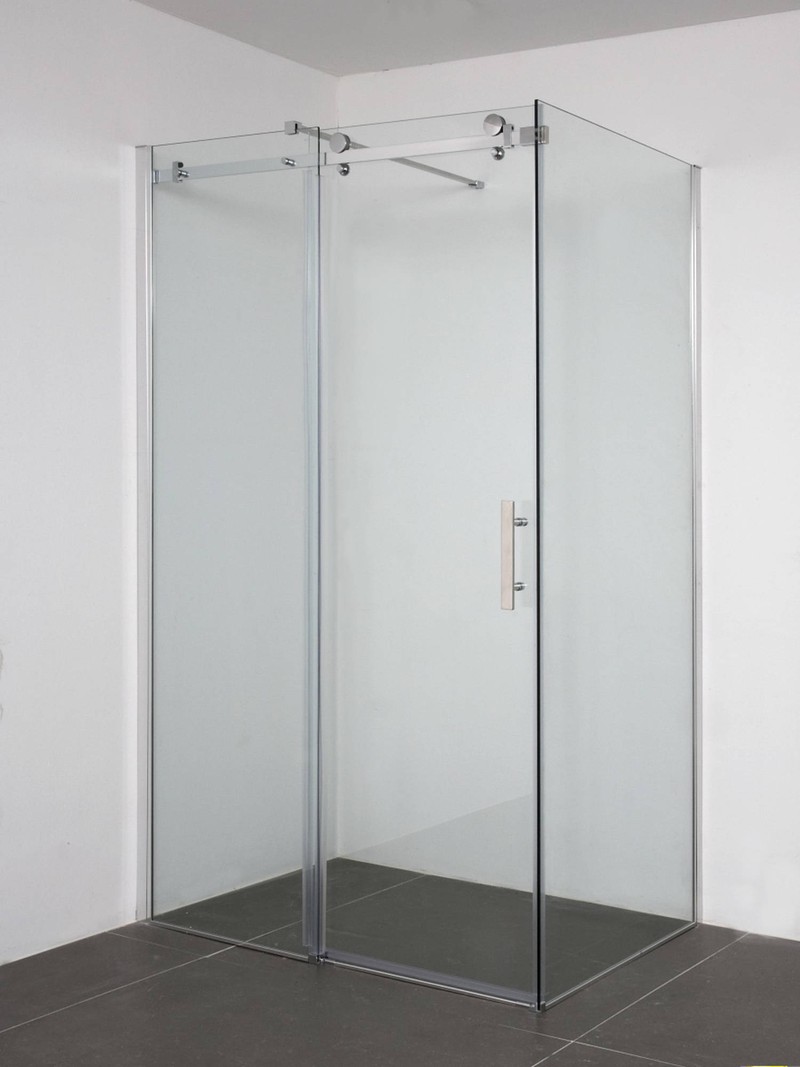 Saqu Lomoni Zijwand voor schuifdeur 90x200cm Aluminium / Helder Glas - 