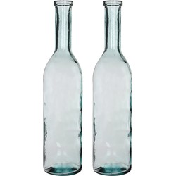 Set van 2x stuks flesvaas bloemenvaas/bloemenvazen 18 x 75 cm transparant glas - Vazen