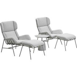 Garden Impressions Fresno loungestoelen taupe - Mati bijzettafel Ø50x48 cm