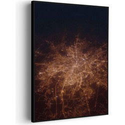 Muurwerken Akoestisch Schilderij - Luchtfoto Nacht 03 - Geluidsdempend Wandpaneel - Wanddecoratie - Geluidsisolatie - PRO (AW 0.90) XXL (107X150)