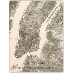 Houten Citymap New York 80x60 cm 