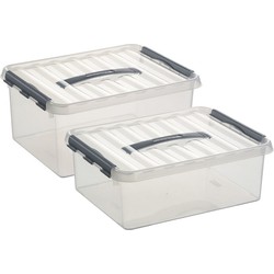 Opberg boxen set van 4x stuks in 12 en 15 Liter kunststof met deksel - Opbergbox