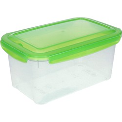 1x Voedsel plastic bewaarbakje 2,5 liter transparant/groen - Vershoudbakjes