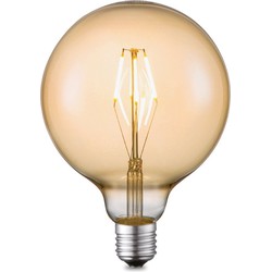 Edison Vintage LED filament lichtbron Carbon - Amber - G125 Global - Retro LED lamp - 12.5/12.5/17cm - geschikt voor E27 fitting - Dimbaar - 4W 400lm 2700K - warm wit licht