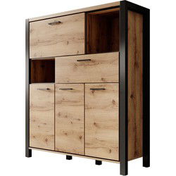 Meubella - Opbergkast Acapulco - Eiken - Zwart - 120 cm