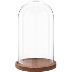 Clayre & Eef Stolp  Ø 16x28 cm Hout Glas Rond Glazen stolp