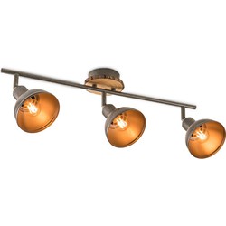 Landelijke LED Opbouwspot Denver - Naturel - 58/10.5/24cm - Dimbaar - plafonniere gemaakt van hout en metaal - inclusief LED lichtbron - E14 fitting - 4W - 400lm - 2700K - warm wit licht