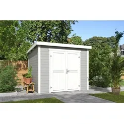 Outdoor Life blokhut Mila platinum grey-wit, 250 x 250 cm
