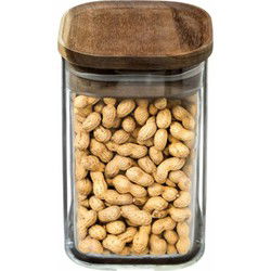 5Five Voorraadpot glas met acacia hout - 1000 ml - luchtdicht - Voorraadpot