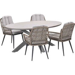 Garden Impressions Kalibo tuinset 5-delig - Tulli tuintafel 180x115 cm - light teak vironwood