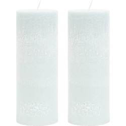Riviera Maison Stompkaarsen - Pillar Candle ECO Blue - Kaarsen Set 2 stuk - Blauw 7x18 cm