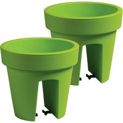 Balkon plantenpot - 2x - limegroen - 5 liter - D25 x H23 cm - Plantenpotten
