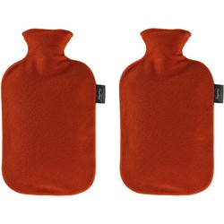 2x Warmte kruiken met fleece hoes rood 2 liter - Kruiken