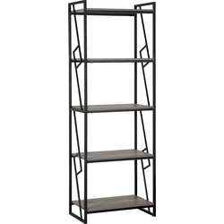 FORRES - Boekenkast - 5 planken - Donkere houtkleur - Spaanplaat