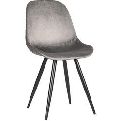 LABEL51 Eetkamerstoel Capri - Grijs - Fluweel - Black Frame