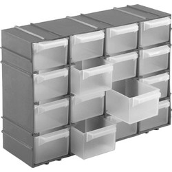 Hega Hogar Opbergboxen/sorteerboxen - met 16 vakken - ophangbaar - 15 x 22 x 7 cm - Gereedschap opbergkisten