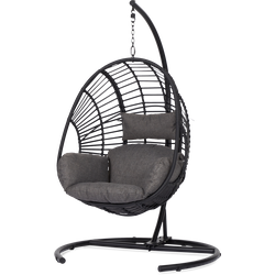 Mason rotan hangstoel zwart - Met zitkussens