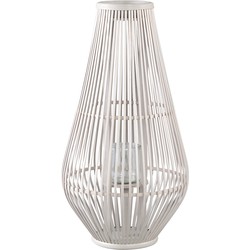 PTMD Lysia Sand Round Bamboo Lantern With Glass L
