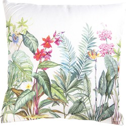 Clayre & Eef Kussenhoes  40x40 cm Wit Groen Katoen Vierkant Jungle Botanics Sierkussenhoes