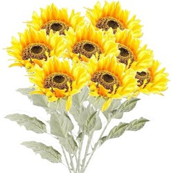 8x Kunstbloemen steelbloem gele zonnenbloem 82 cm. - Kunstbloemen