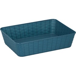 6x Blauwe plastic opbergmanden rechthoekig 25 x 19 x 6 cm - Opbergmanden