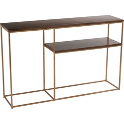 J-line - Console Rafi 2planken Ijzer/mango Hout Goud/donker Bruin - 114.5x28.5x73cm