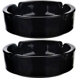 Glasmark Asbak - 2x - glas - D11 cm - zwart - voor binnen en buiten - Asbakken