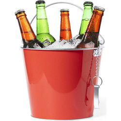 IJsemmer/bierkoeler - 6L - metaal - rood - met flesopener - wijnkoeler - IJsemmers