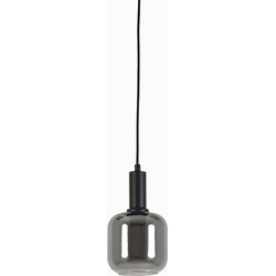 Light&living Hanglamp Ø21x37 cm LEKAR zwart+smoke glas