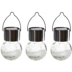3x solar party verlichting hanger voor buiten - 13cm - led-verlichting - Buitenverlichting