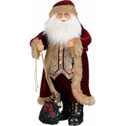 House of Seasons Kerstversiering Kerstman - 36x28x81 cm - Polystyreen - Bordeaux