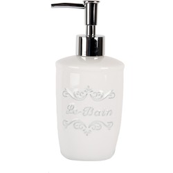 Clayre & Eef Zeepdispenser 325 ml Wit Keramiek Zeeppompje