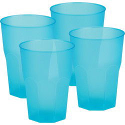Santex drinkglazen frosted - turquoise - 24x - 420 ml - onbreekbaar kunststof - Cocktailglazen - Drinkglazen