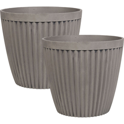 POKA - Bloempot set van 2 - Taupe - 36 cm - Stenenmix