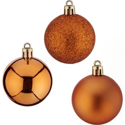 Krist+ Kerstballen - 8x ST - oranje - kunststof - 5 cm - glitter - mat - glans - Kerstbal