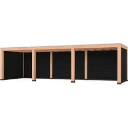 Douglas overkapping, 900 x 300 cm, met achterwand en twee zijwanden, Westwood Robuust Zwart