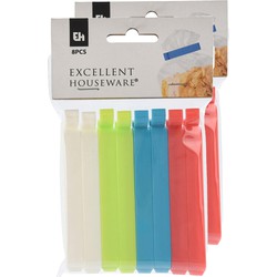 Gekleurde keuken afsluitclips/vershoudclips - 16x stuks - 10 cm - Vershoudknijpers