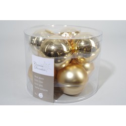 4 stuks - 8 kerstballen licht goud glans-mat 70 mm - KSD