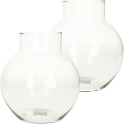 2x stuks transparante ronde vissenkom vaas/vazen van glas 20 x 19 cm - Vazen