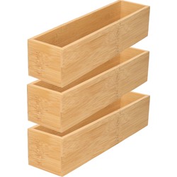 3x stuks kast/lade/make-up sorteer organizer - bamboe hout bakje - 7.5 x 30.5 x 6.5 cm - Make-up dozen