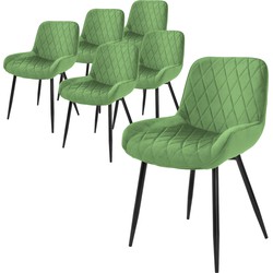 Set van 3 eetkamerstoelen met rugleuning & armleuning salie fluwelen bekleding met metalen poten ML design