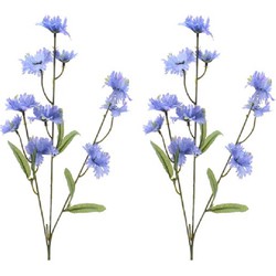 4x stuks kunstbloemen Korenbloem/centaurea cyanus takken paars 55 cm - Kunstbloemen