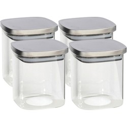 4x stuks voedsel/etenswaren bewaren voorraadpot 800 ml glas met RVS deksel - Voorraadpot