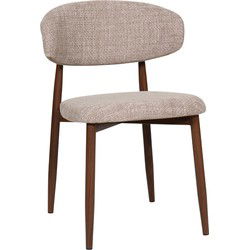 Eetkamerstoel - Taupe Stof - Zithoogte 47cm - 54x52x78cm - Alexia - Set van 2