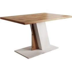 Meubella Eetkamertafel Brand - Eiken - Wit - 138 cm