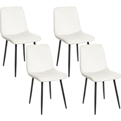HAVRE - Eetkamerstoelen set van 4 - Gebroken wit - Fluweel
